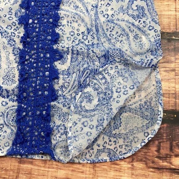 $5 SALE! Blue Paisley Strappy Tank Top Sheer - Picture 3 of 7
